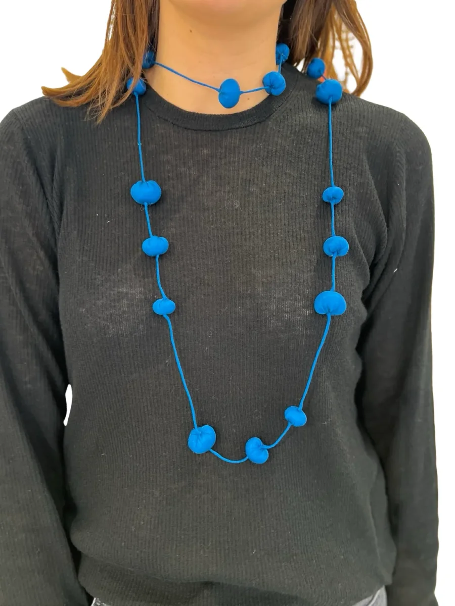 Collar Il Baco Da Seta Bolas De Seda Cocoon Azul - Imagen 5
