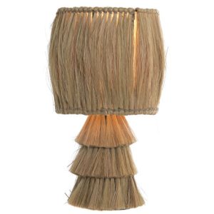 Lámpara Sobremesa Artesanal de Fibra Natural con Diseño Orgánico