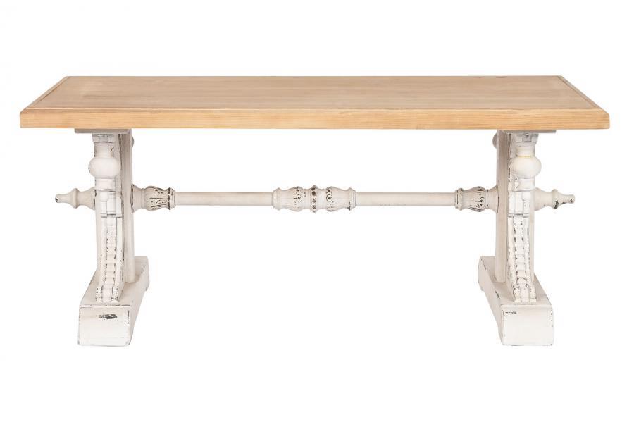 Mesa de Centro Estilo Provenzal en Madera Natural y Decapada - Imagen 4