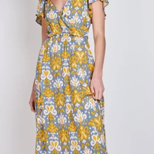 Vestido Estampado Largo Pauli Azul Eclipse