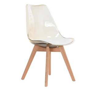 Silla Diseño Transparente PVC y Madera de Abedul