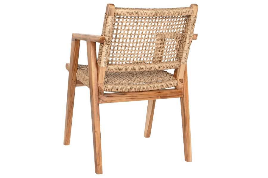 Silla de Madera de Teca y Tejido de Ratán Sintético - Imagen 6