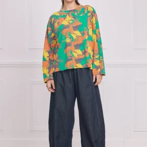 Blouse femme multicolore verte – 100% coton
