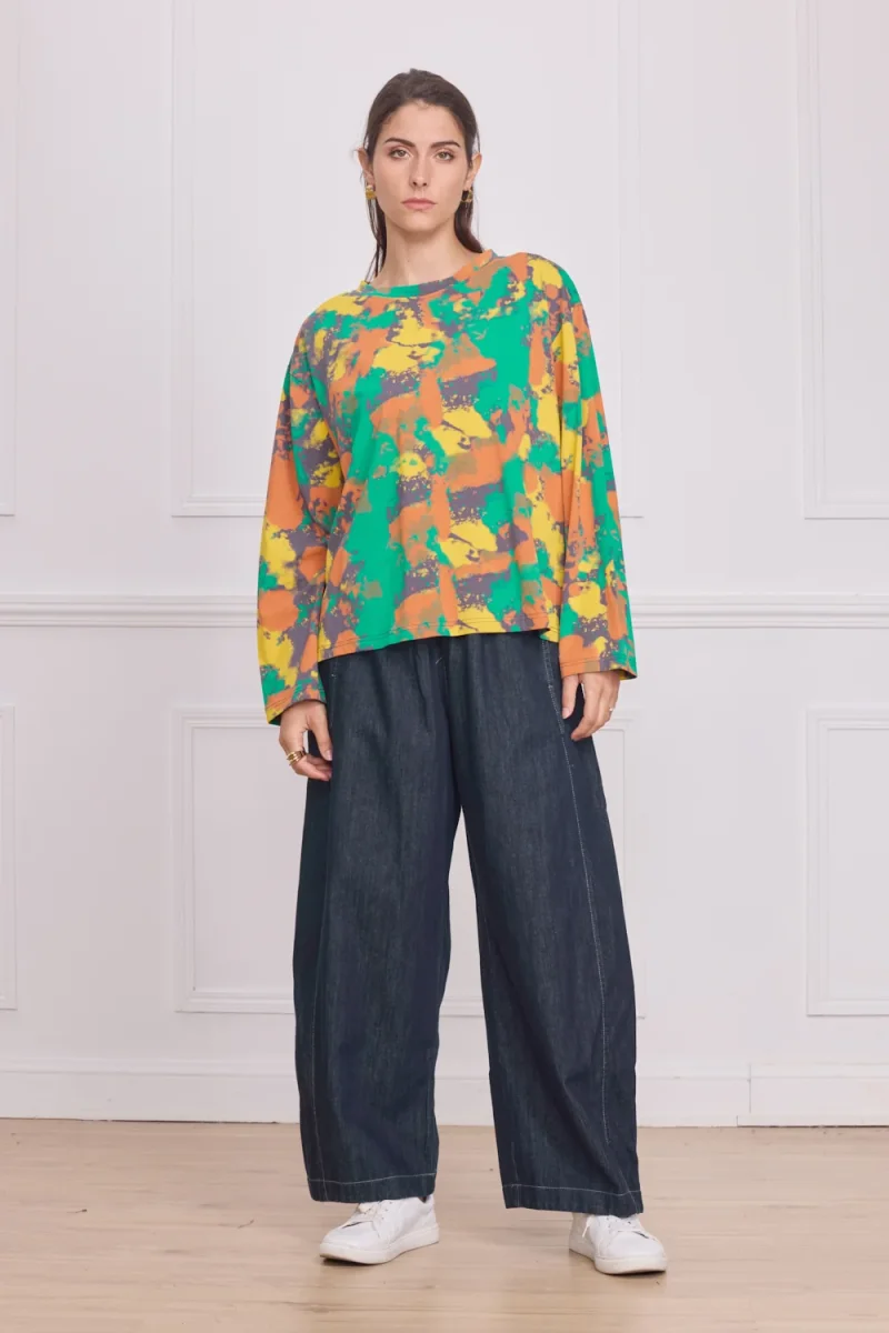 Blouse femme multicolore verte – 100% coton - Imagen 2