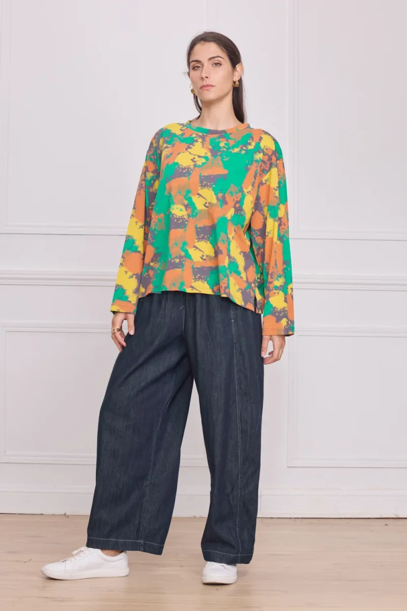 Blouse femme multicolore verte – 100% coton - Imagen 3