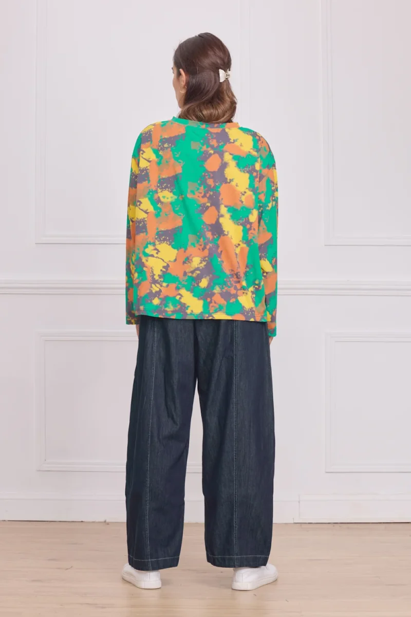 Blouse femme multicolore verte – 100% coton - Imagen 4