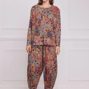 Blouse femme marron à motifs – 100% coton