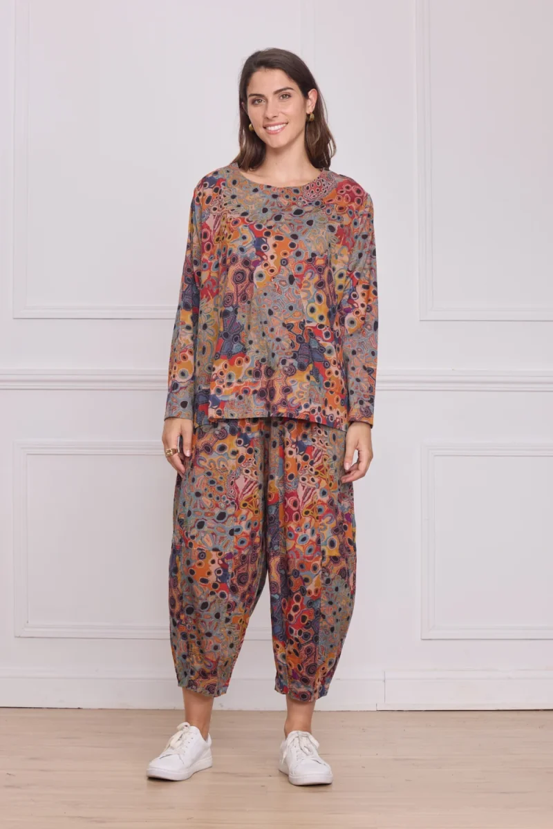 Blouse femme marron à motifs – 100% coton - Imagen 2