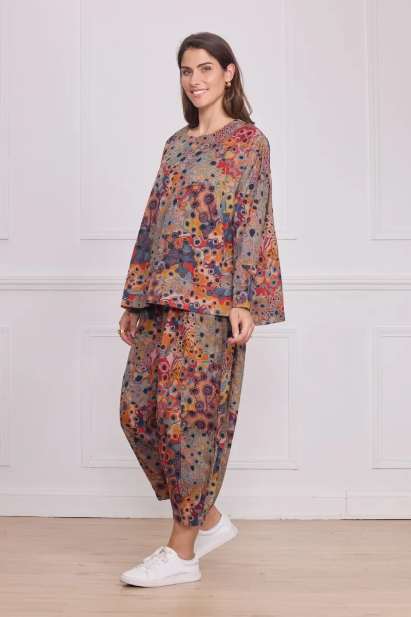 Blouse femme marron à motifs – 100% coton - Imagen 3