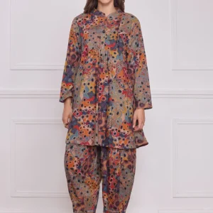 Robe femme marron à motifs – 100% coton