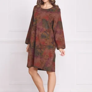 Robe femme marron à fleurs – 100% coton