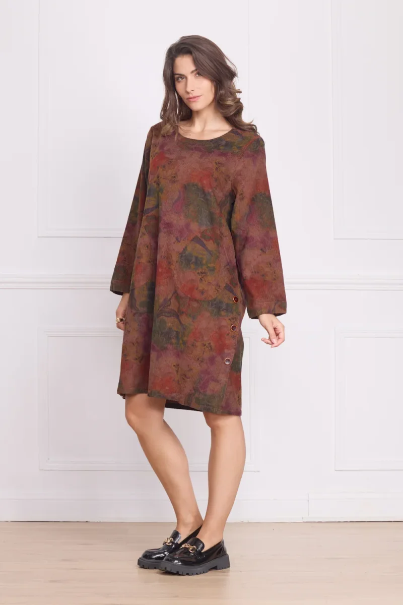 Robe femme marron à fleurs – 100% coton - Imagen 2