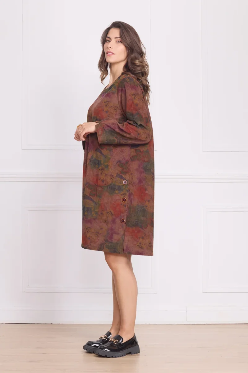 Robe femme marron à fleurs – 100% coton - Imagen 3