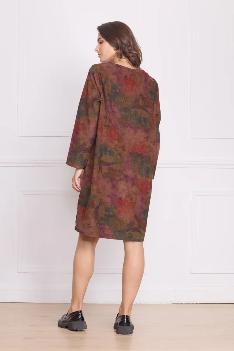 Robe femme marron à fleurs – 100% coton - Imagen 4