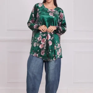 Tunique femme en velours à motifs
