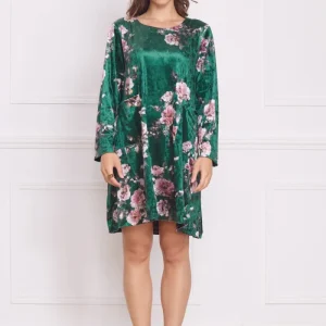 Robe courte femme en velours à motifs