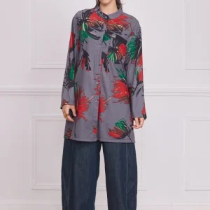 Chemise femme manches longues à motifs