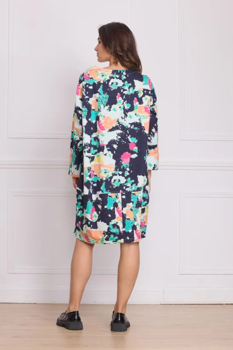 Robe mi-longue denim motifs peinture – 100% coton - Imagen 4