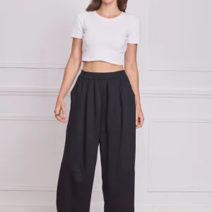 Pantalon wide femme noir hiver