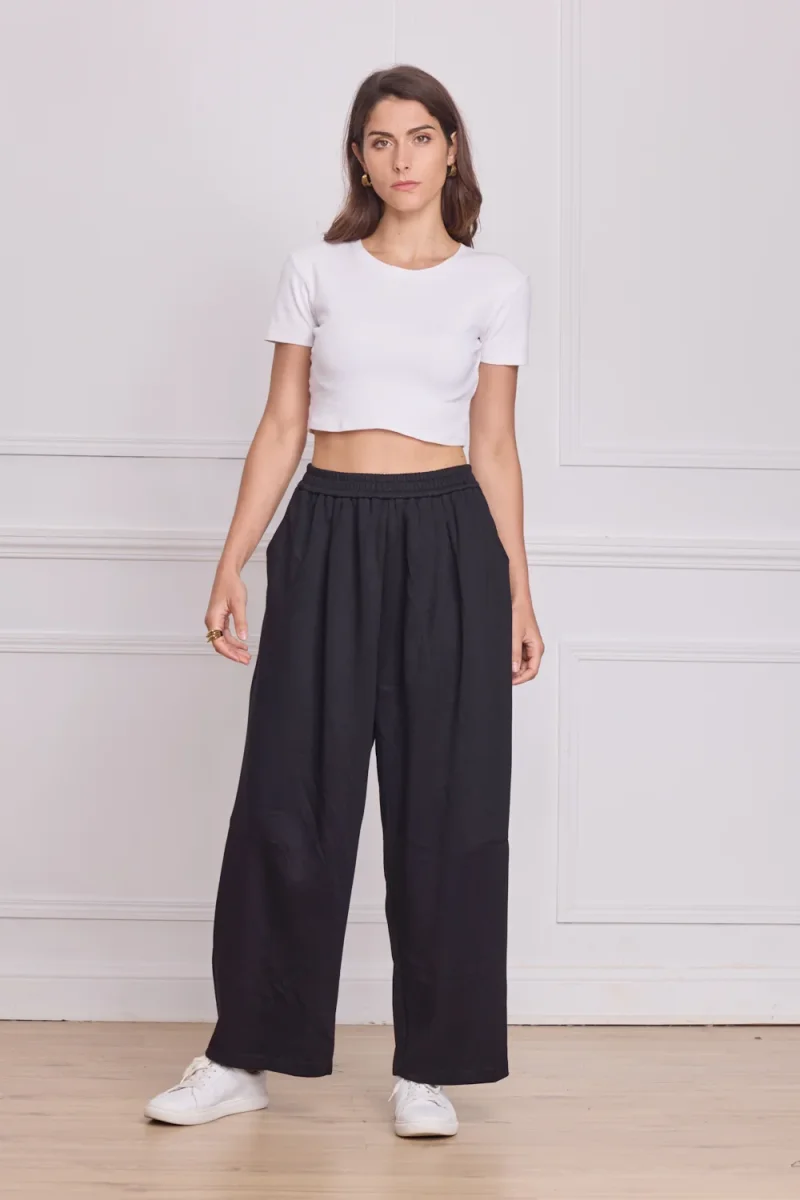 Pantalon wide femme noir hiver - Imagen 2