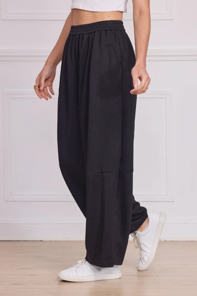 Pantalon wide femme noir hiver - Imagen 3