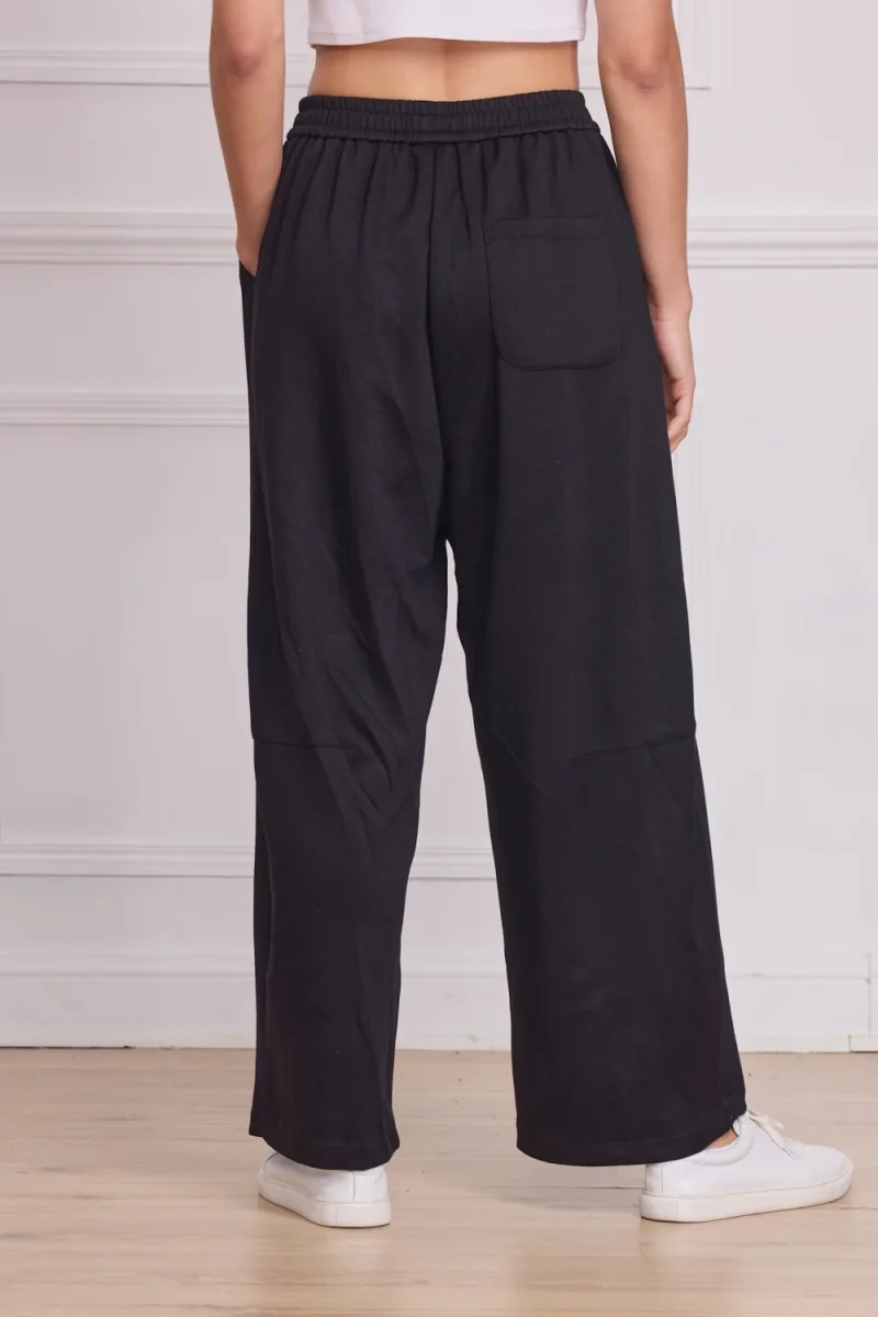 Pantalon wide femme noir hiver - Imagen 4