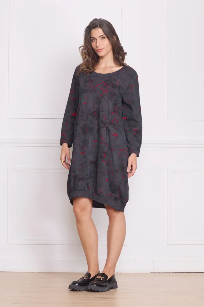 Robe femme grise à motifs rouges – 100% coton - Imagen 3