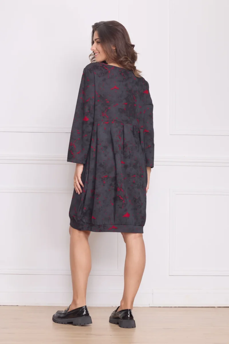 Robe femme grise à motifs rouges – 100% coton - Imagen 4