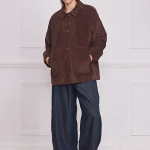 Veste femme en velours côtelé marron – 100% coton