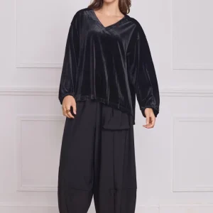 Blouse femme noire en velours