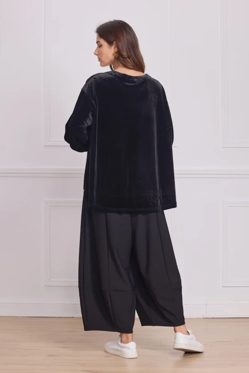 Blouse femme noire en velours - Imagen 4