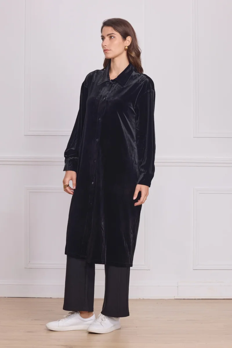 Chemise femme noire en velours - Imagen 3