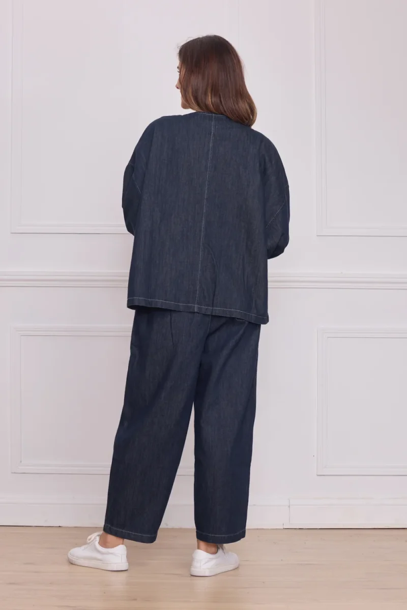 Veste en jean bleu foncé courte femme – 100% coton - Imagen 5