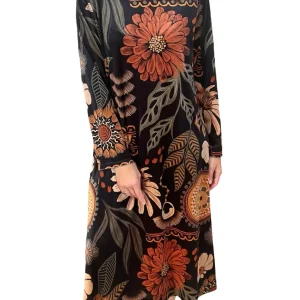 Vestido Il Baco Da Seta Saja Terciopelo Estampado Flores