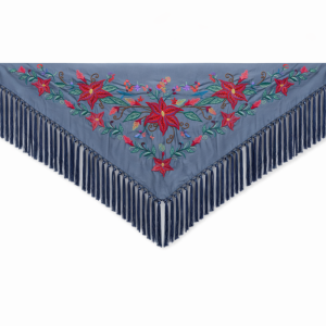 Mantoncillo de Flamenca Bordado “Flor Imperial” en color Azul Ducado