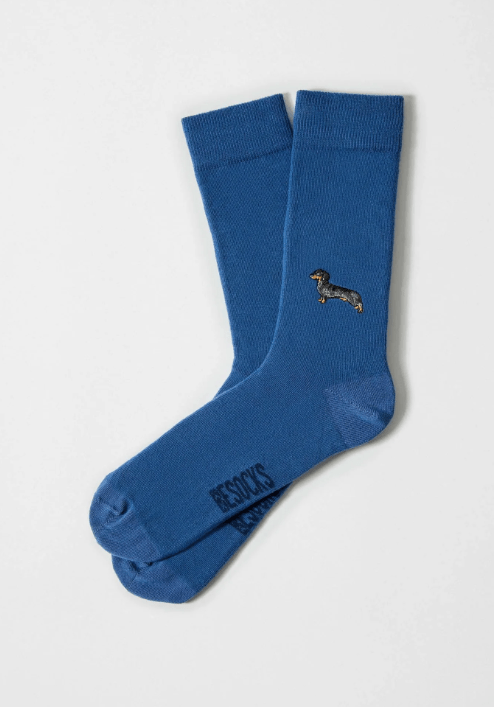 Calcetines pets bordados azul