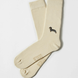 Calcetines pets bordados crudo