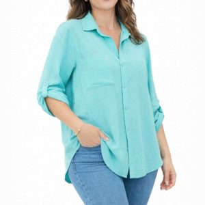 Camisa Larga Basic Aguamarina