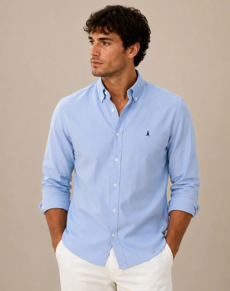 CAMISA OXFORD AZUL / BOTONES EN EL CUELLO - Imagen 2