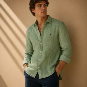 CAMISA LINO VERDE SALVIA