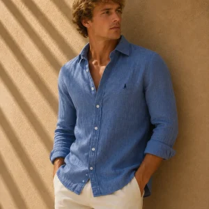 CAMISA LINO AZUL ÍNDIGO