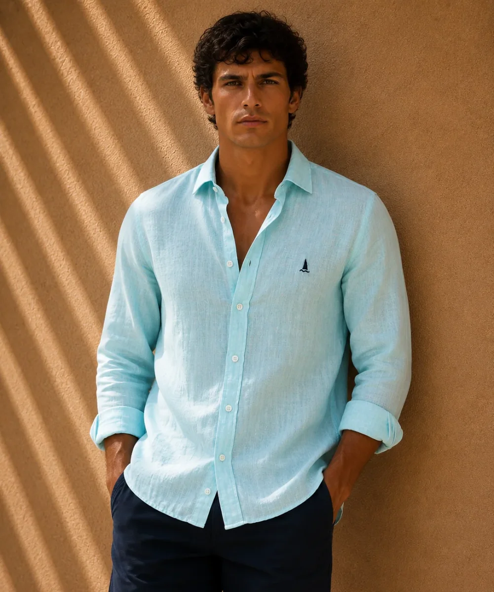 CAMISA LINO AZUL CIELO