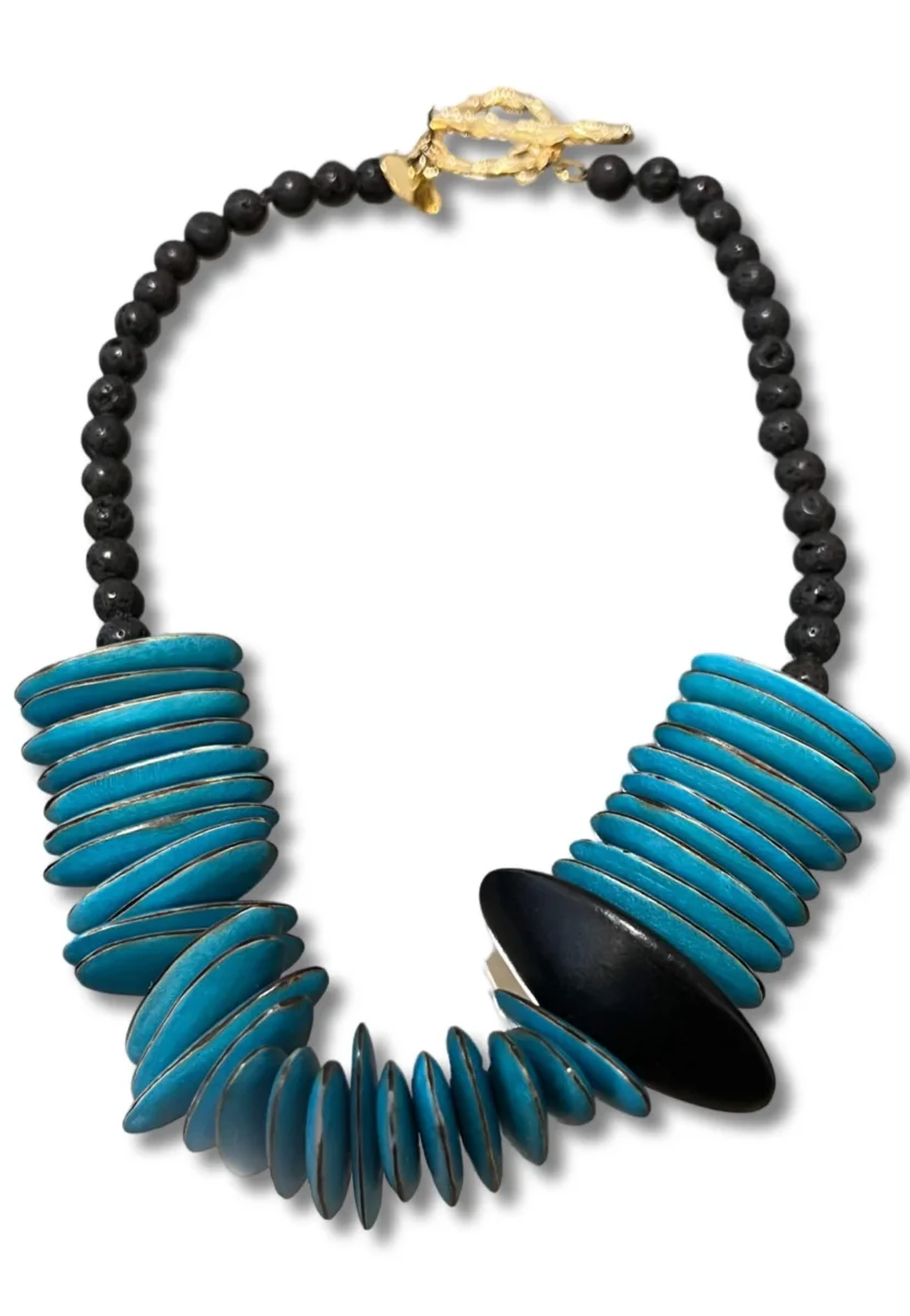 Collar Liviana Conti Bolas Negras Detalle Turquesa - Imagen 4