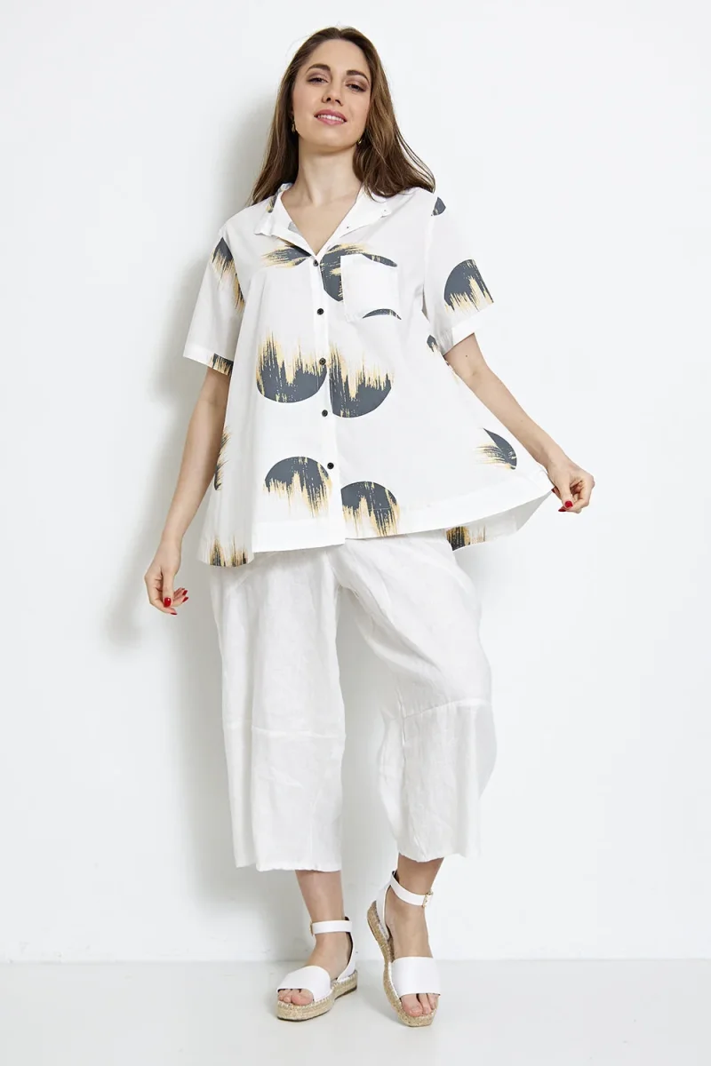 Blouse chemise courte à motifs cercles flamboyants - Imagen 5