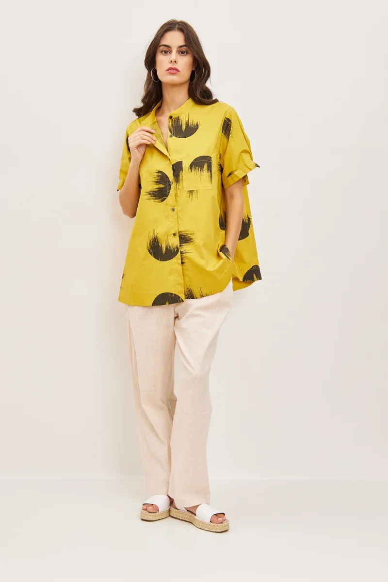 Blouse chemise courte à motifs cercles flamboyants - Imagen 3