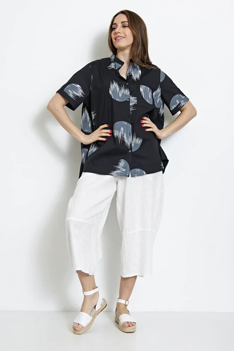 Blouse chemise courte à motifs cercles flamboyants - Imagen 8