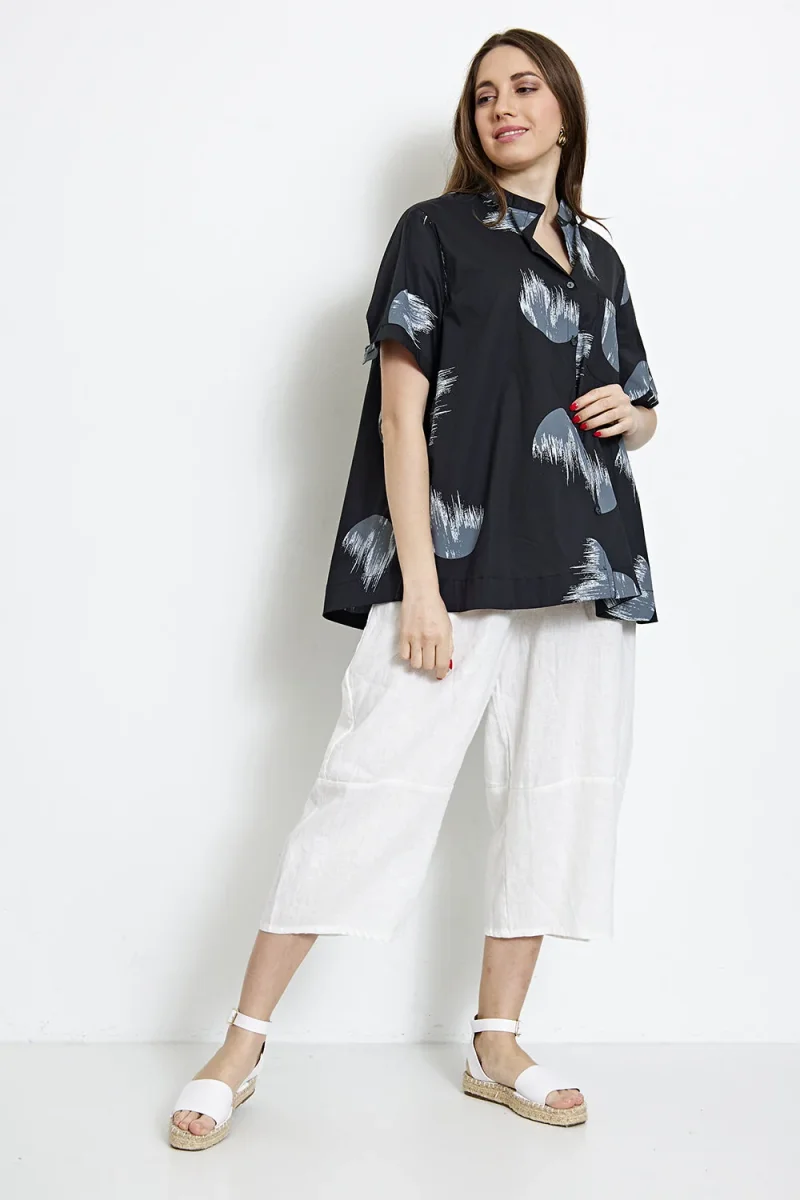 Blouse chemise courte à motifs cercles flamboyants - Imagen 9