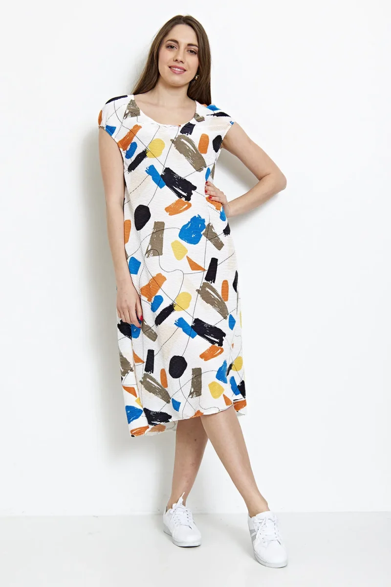 Robe tunique sans manches à plis - Imagen 2