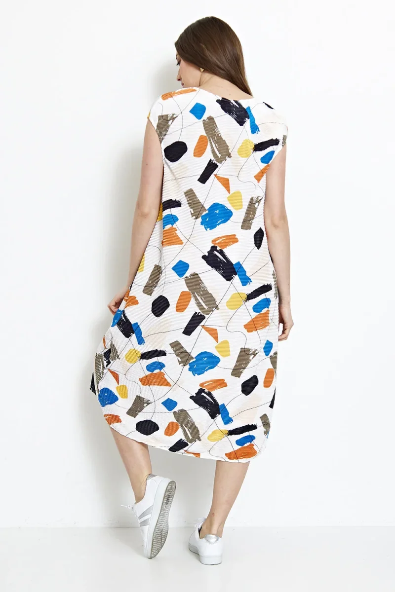 Robe tunique sans manches à plis - Imagen 4