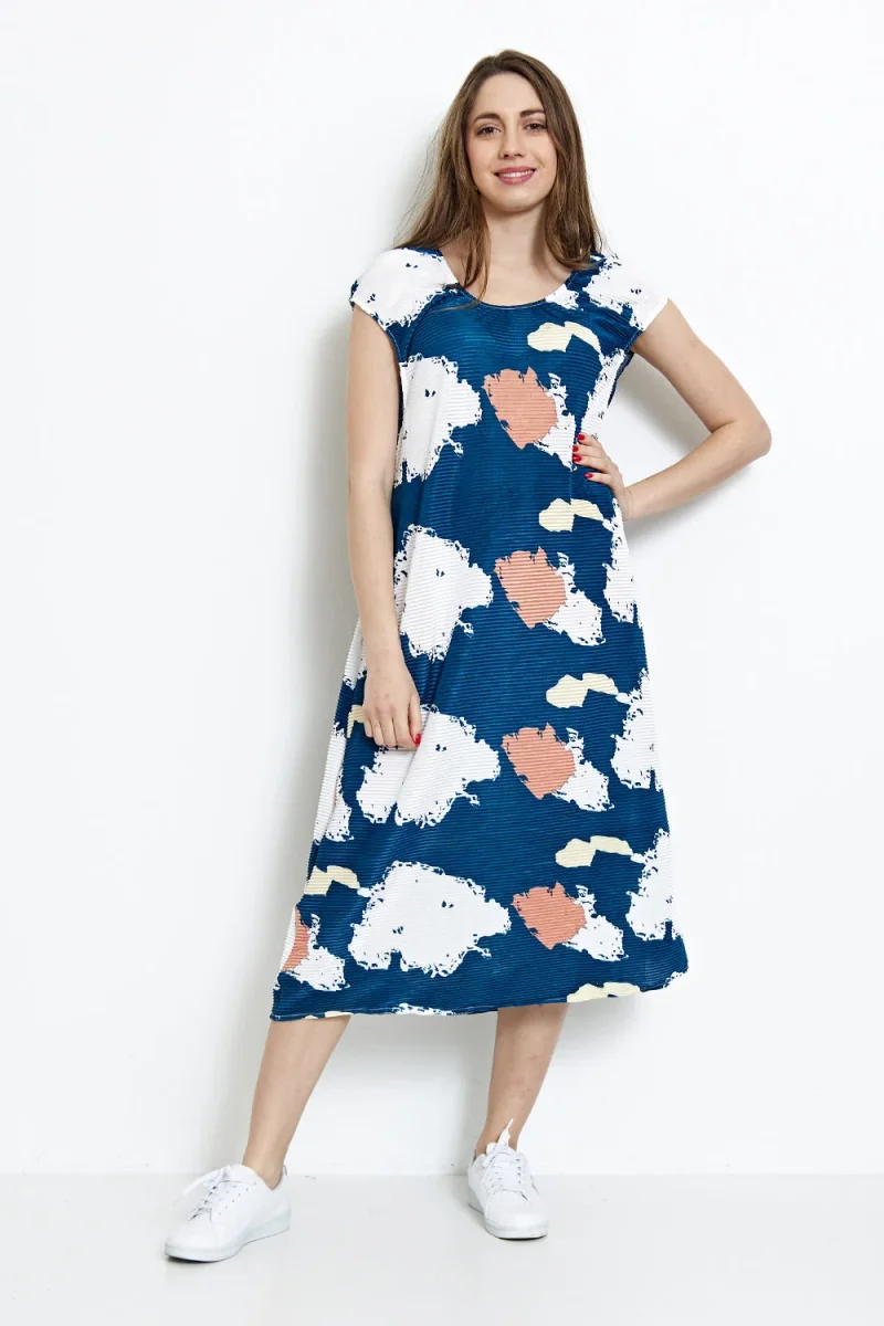 Robe tunique sans manches à plis - Imagen 5